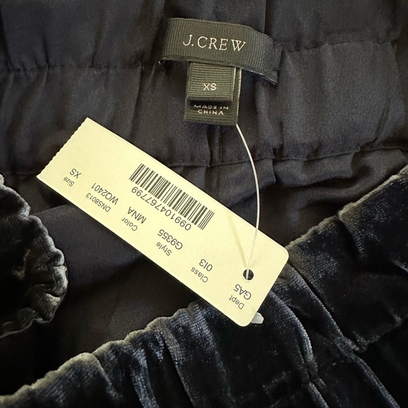 J crew midnight blue velvet velour pull on elastic waist midi skirt XS pockets - Picture 4 of 5